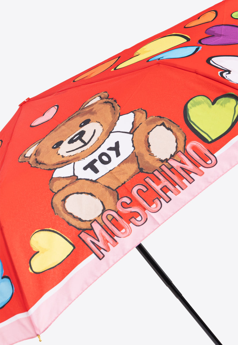 Moschino Printed Heart Umbrella Red 8587 OPENCLOSEC-RED