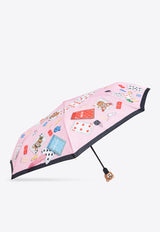 Moschino Teddy Bear Cards Umbrella Pink 8590 OPENCLOSEN-PINK