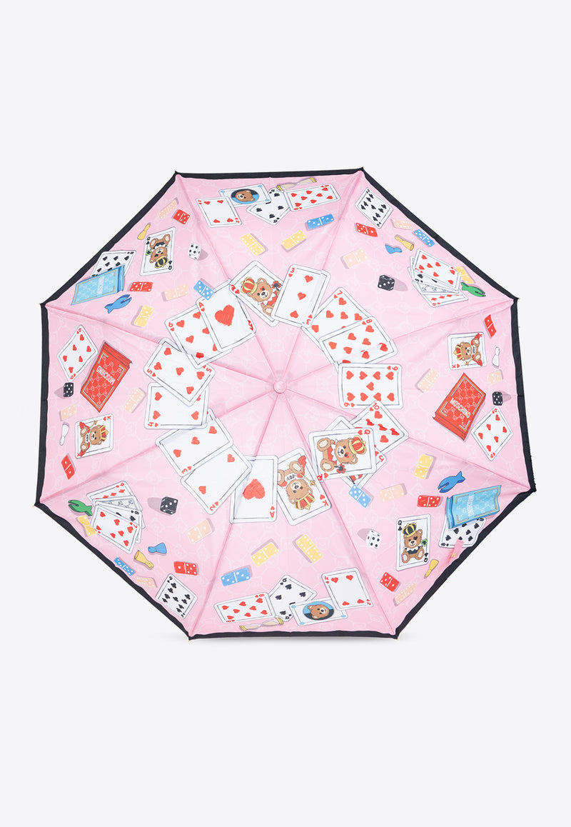 Moschino Teddy Bear Cards Umbrella Pink 8590 OPENCLOSEN-PINK