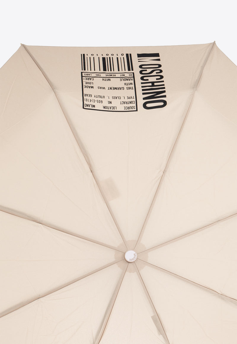 Moschino Bar-Code Print Umbrella Beige 8941 OPENCLOSED-DARK BEIGE