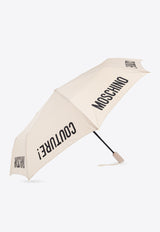 Moschino Contrasting Logo Umbrella Beige 8983 OPENCLOSED-DARK BEIGE