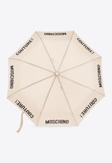 Moschino Contrasting Logo Umbrella Beige 8983 OPENCLOSED-DARK BEIGE