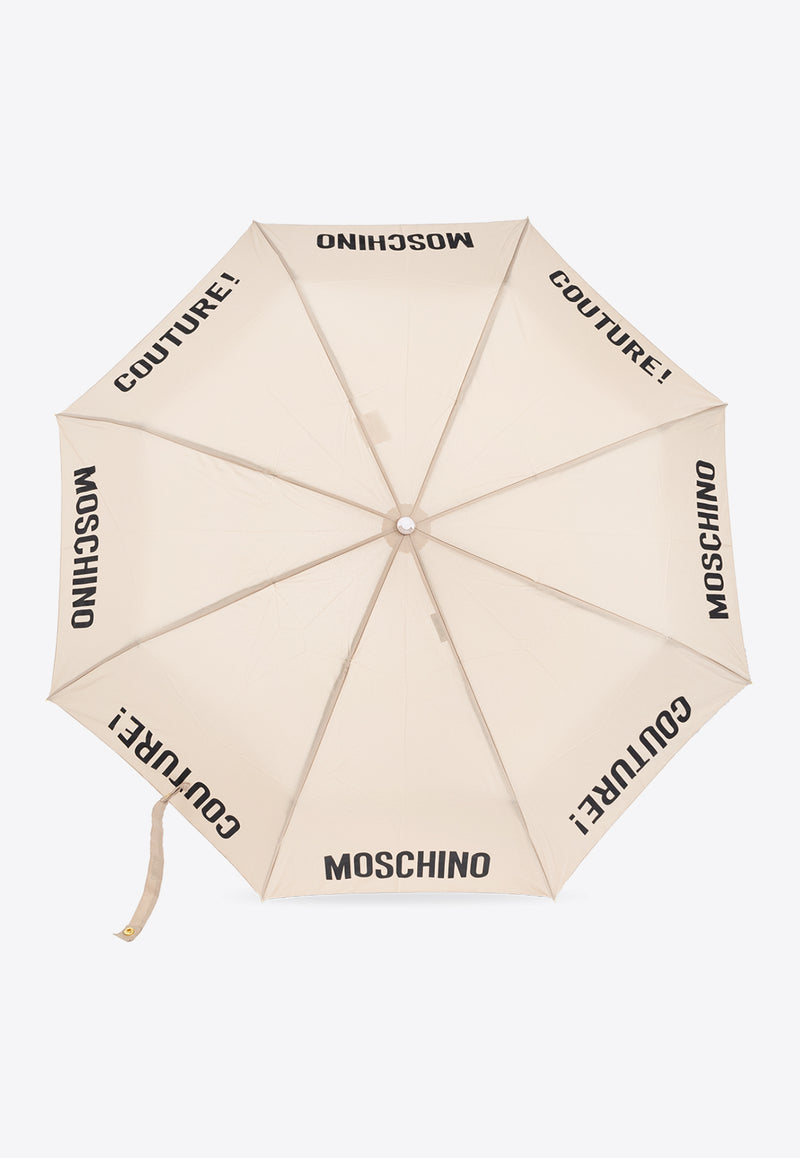 Moschino Contrasting Logo Umbrella Beige 8983 OPENCLOSED-DARK BEIGE