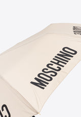 Moschino Contrasting Logo Umbrella Beige 8983 OPENCLOSED-DARK BEIGE