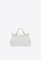 Dolce & Gabbana Elongated Sicily Leather Top Handle Bag White BB7652 A1037-80002