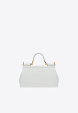 Dolce & Gabbana Elongated Sicily Leather Top Handle Bag White BB7652 A1037-80002