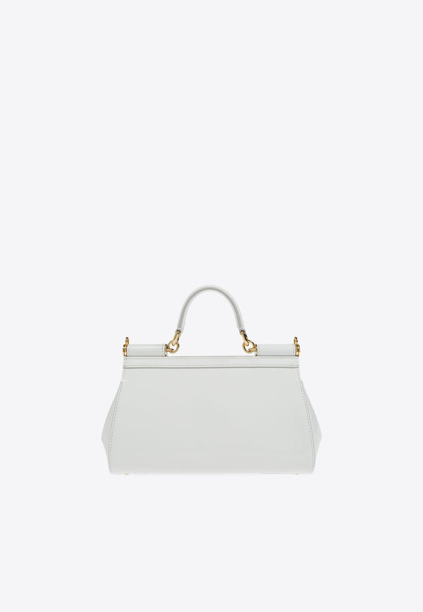 Dolce & Gabbana Elongated Sicily Leather Top Handle Bag White BB7652 A1037-80002