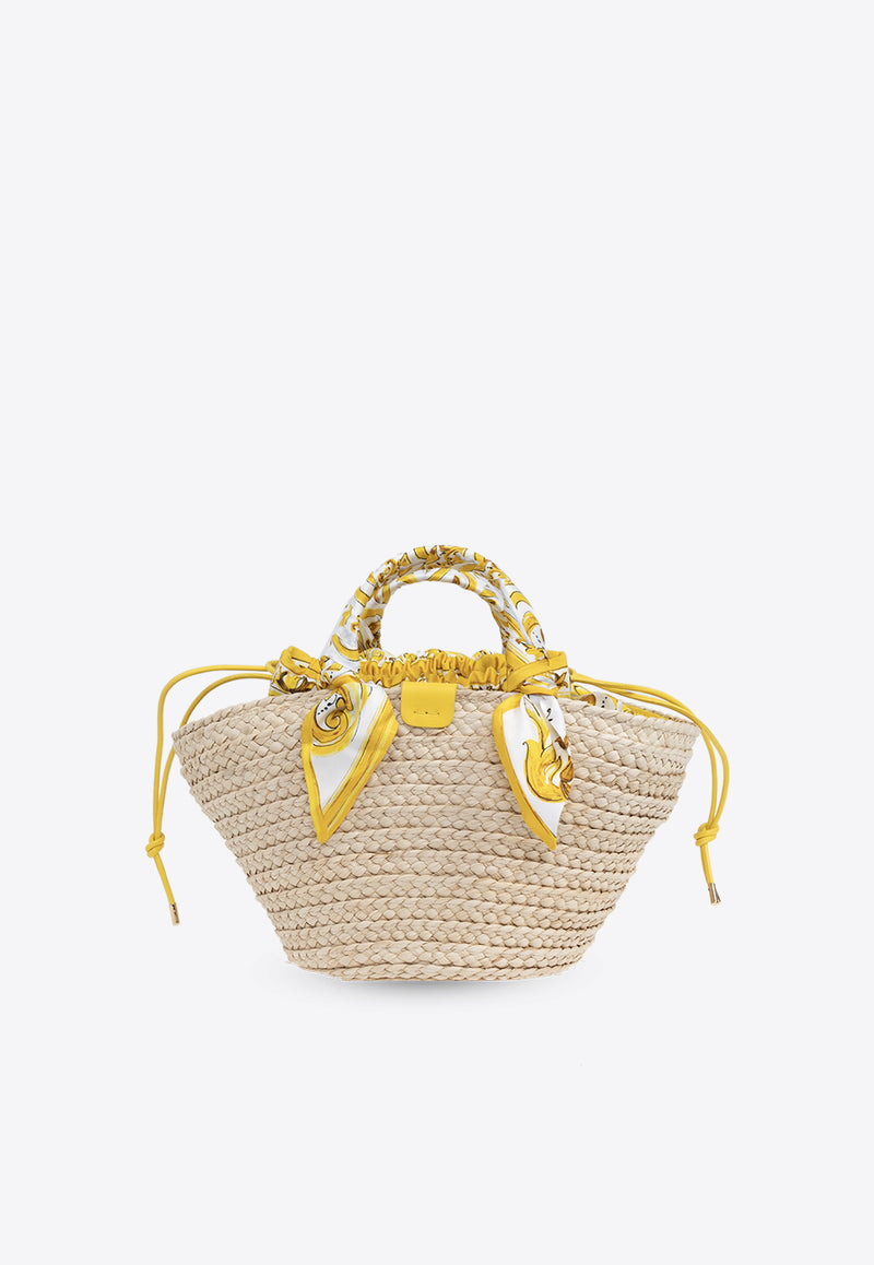 Dolce & Gabbana Small Kendra Woven-Raffia Tote Bag Beige BB7695 AV860-HG3OB