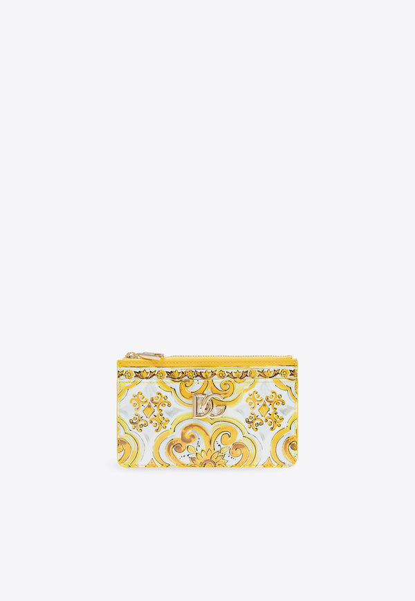 Dolce & Gabbana DG Plaque Majolica Print Cardholder Yellow BI1261 AQ240-HG3OB