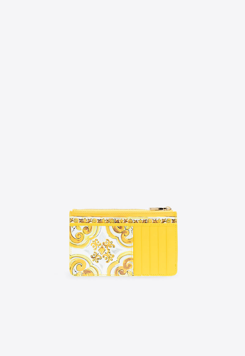 Dolce & Gabbana DG Plaque Majolica Print Cardholder Yellow BI1261 AQ240-HG3OB