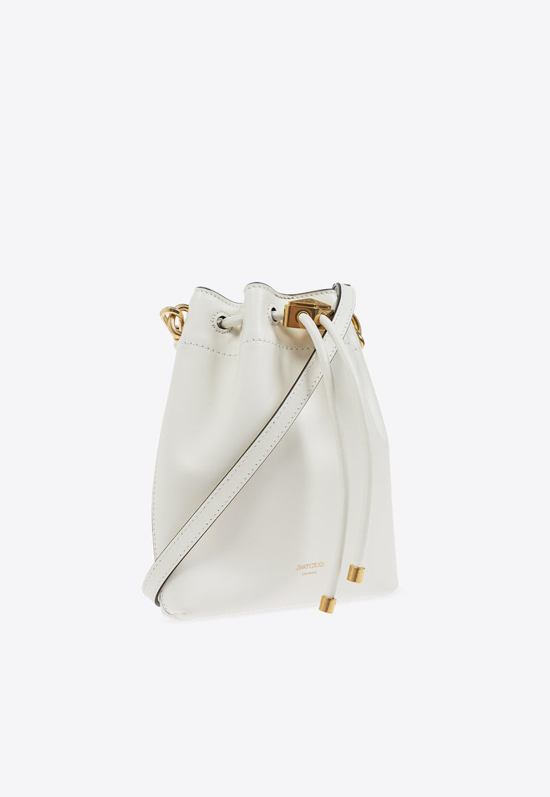 Jimmy Choo Bon Bon Leather Bucket Bag White BON BON BCKT N S MN HUT-LATTE GOLD