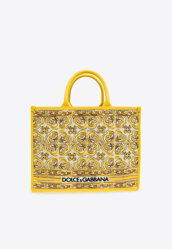 Dolce & Gabbana Medium Majolica-Embroidered Tote Bag Yellow BB7277 AW050-HG3OB