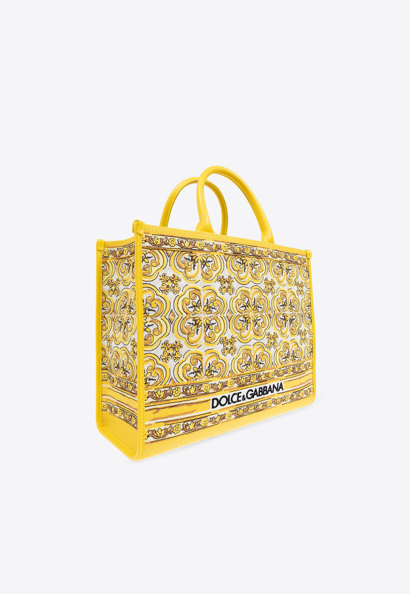 Dolce & Gabbana Medium Majolica-Embroidered Tote Bag Yellow BB7277 AW050-HG3OB