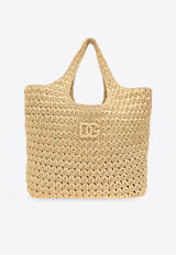 Dolce & Gabbana DG Appliqué Woven-Raffia Tote Bag Beige BB7655 A4547-8S193