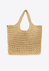 Dolce & Gabbana DG Appliqué Woven-Raffia Tote Bag Beige BB7655 A4547-8S193