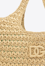 Dolce & Gabbana DG Appliqué Woven-Raffia Tote Bag Beige BB7655 A4547-8S193