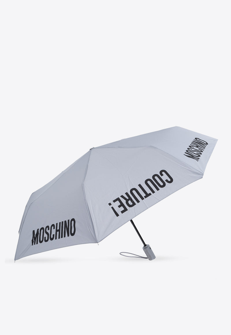 Moschino Contrasting Logo Umbrella Gray 8983 OPENCLOSEL-GREY