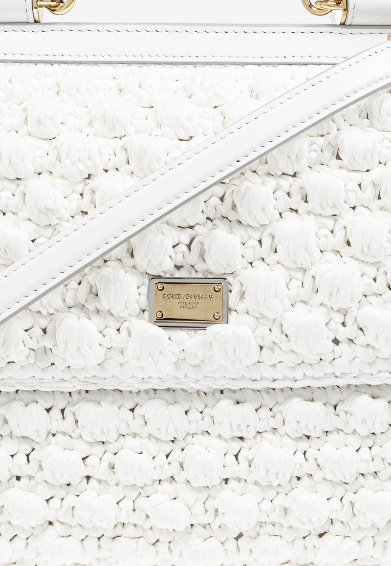 Dolce & Gabbana Large Sicily Woven-Raffia Shoulder Bag White BB6002 AY208-89642