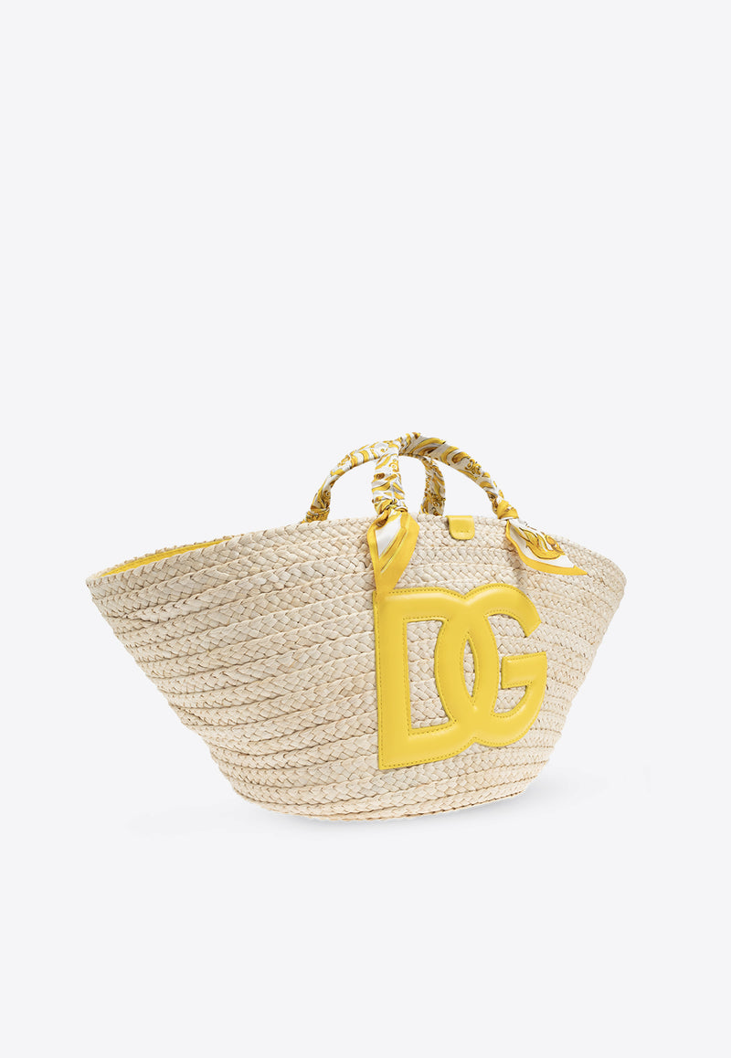 Dolce & Gabbana Medium Kendra Woven-Raffia Tote Bag Yellow BB7694 AV860-HG3OB