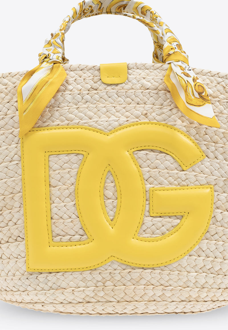 Dolce & Gabbana Medium Kendra Woven-Raffia Tote Bag Yellow BB7694 AV860-HG3OB