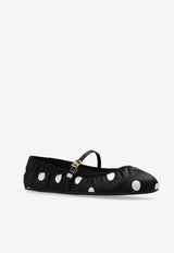 Dolce & Gabbana Polka Dot Printed Satin Ballet Flats Black CB0222 AV885-HNXVW