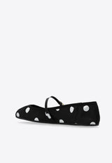 Dolce & Gabbana Polka Dot Printed Satin Ballet Flats Black CB0222 AV885-HNXVW