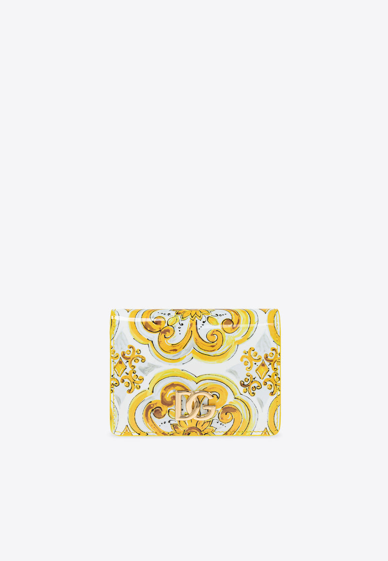 Dolce & Gabbana Majolica Print Leather Continental Wallet Yellow BI1211 AQ240-HG3OB