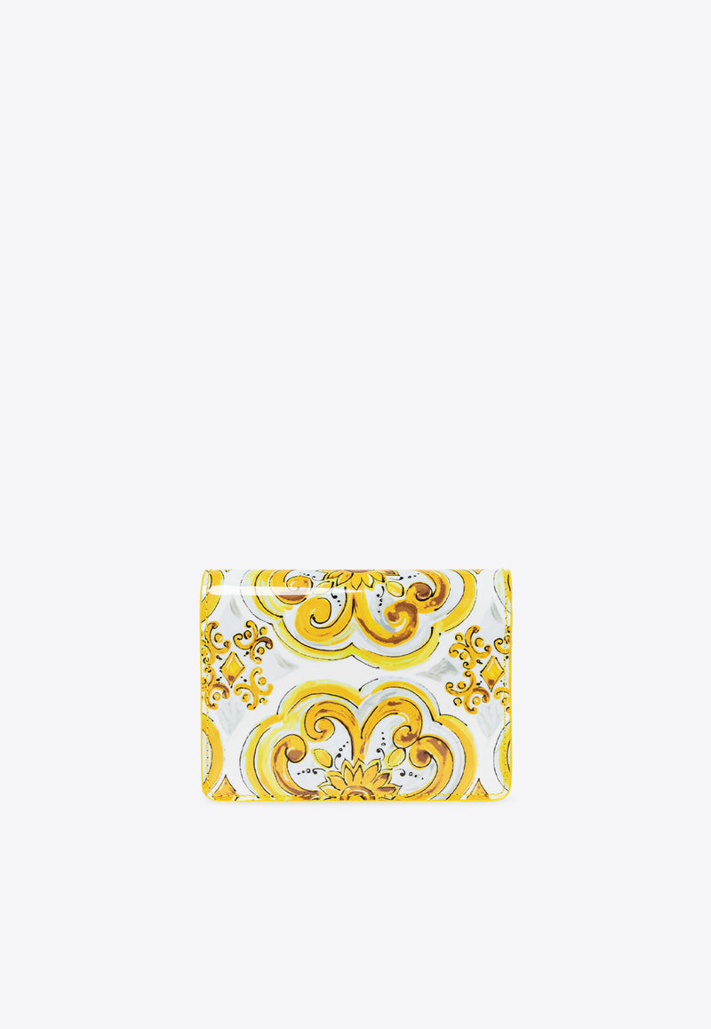 Dolce & Gabbana Majolica Print Leather Continental Wallet Yellow BI1211 AQ240-HG3OB