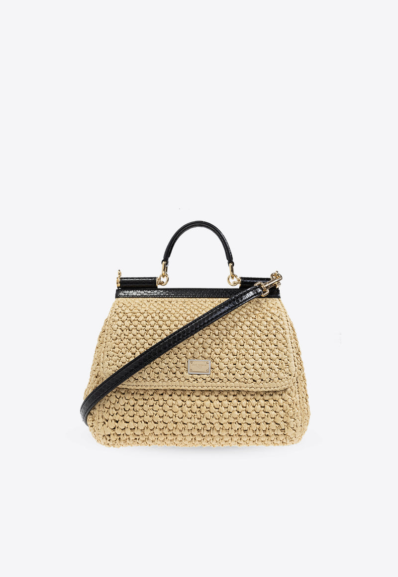 Dolce & Gabbana Large Sicily Woven-Raffia Shoulder Bag Beige BB6002 A2Y84-8S193