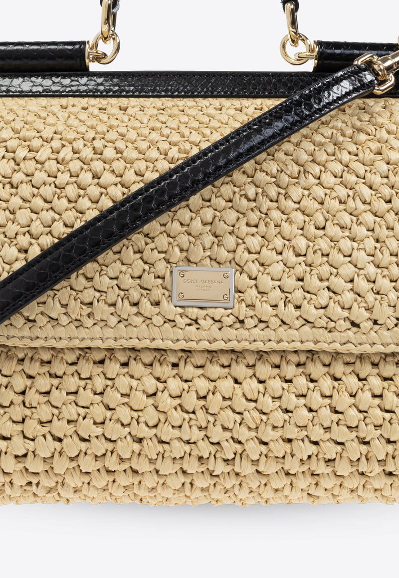 Dolce & Gabbana Large Sicily Woven-Raffia Shoulder Bag Beige BB6002 A2Y84-8S193