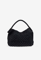 Dolce & Gabbana Sicily Raffia Crochet Shoulder Bag Black BB7662 A4547-8B956