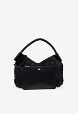 Dolce & Gabbana Sicily Raffia Crochet Shoulder Bag Black BB7662 A4547-8B956