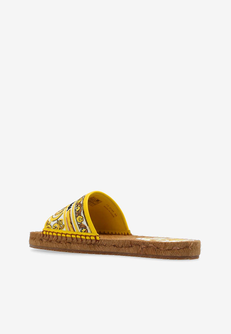 Dolce & Gabbana Majolica Embroidered Espadrille Sandals Yellow CE0148 AV804-8Q728