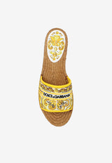 Dolce & Gabbana Majolica Embroidered Espadrille Sandals Yellow CE0148 AV804-8Q728