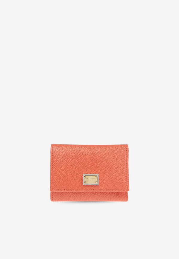 Dolce & Gabbana Tri-Fold Logo Plaque Leather Wallet Orange BI0770 A1001-87550