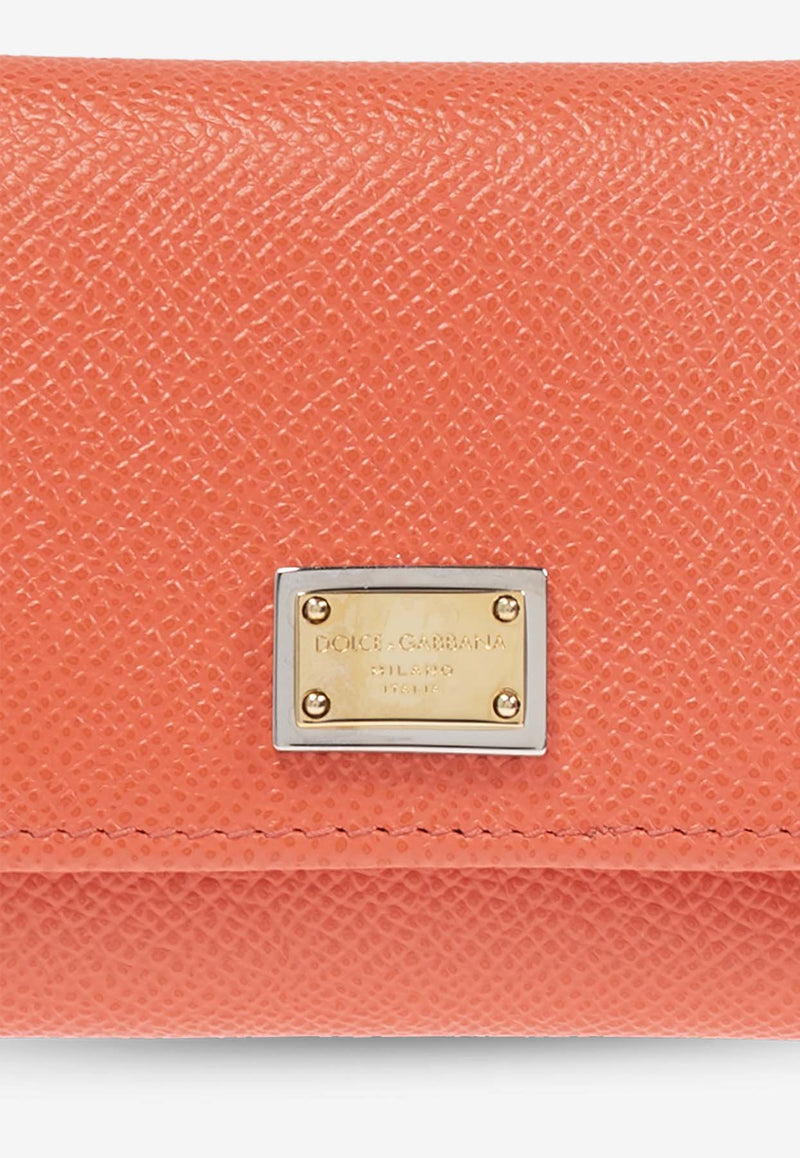 Dolce & Gabbana Tri-Fold Logo Plaque Leather Wallet Orange BI0770 A1001-87550