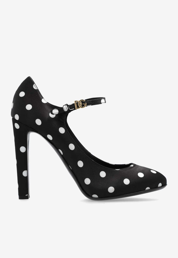 Dolce & Gabbana Sharon 105 Polka Dot Mary-Jane Satin Pumps Black CD1869 AV885-HN10W