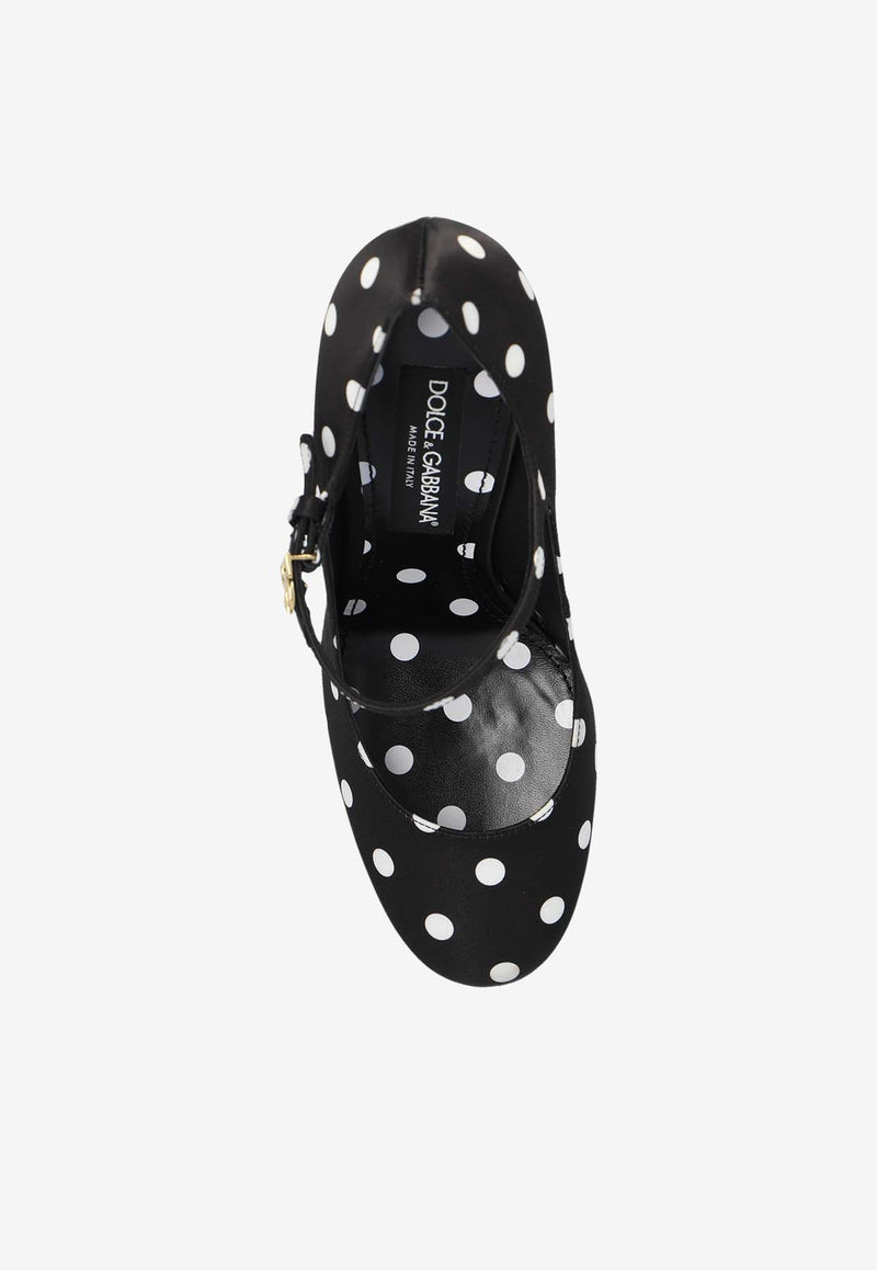 Dolce & Gabbana Sharon 105 Polka Dot Mary-Jane Satin Pumps Black CD1869 AV885-HN10W