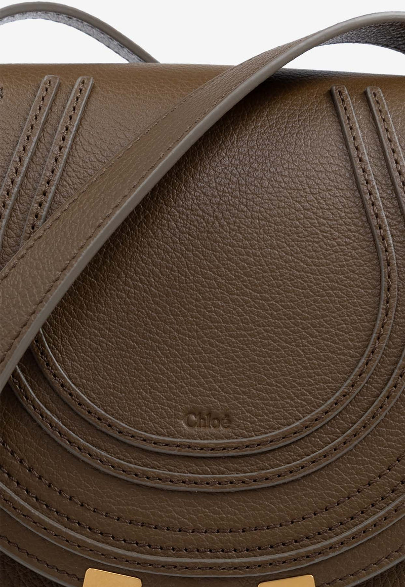 Chloé Small Marcie Saddle Crossbody Bag in Grained Leather Khaki CHC22AS680 I31-20V