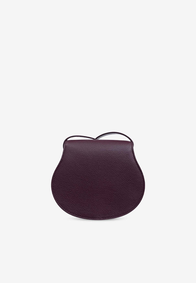 Chloé Small Marcie Saddle Crossbody Bag in Grained Leather Purple CHC22AS680 I31-55U