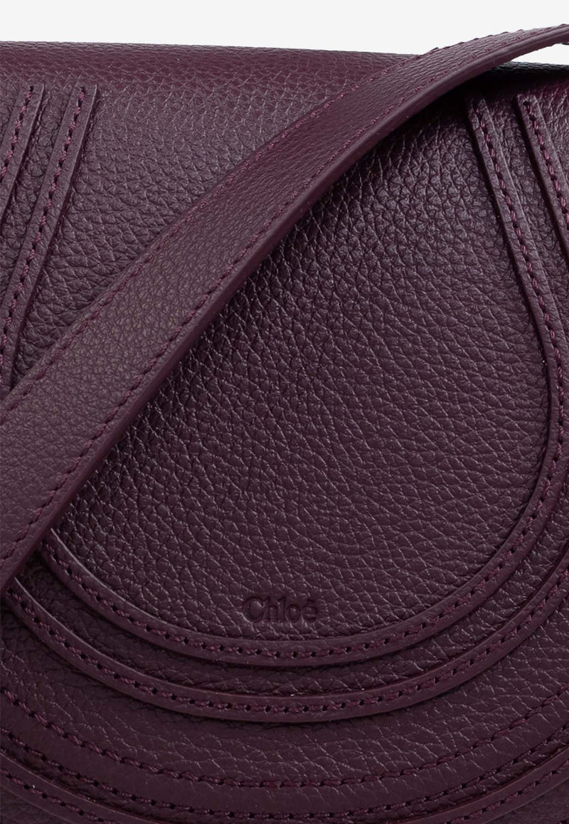 Chloé Small Marcie Saddle Crossbody Bag in Grained Leather Purple CHC22AS680 I31-55U