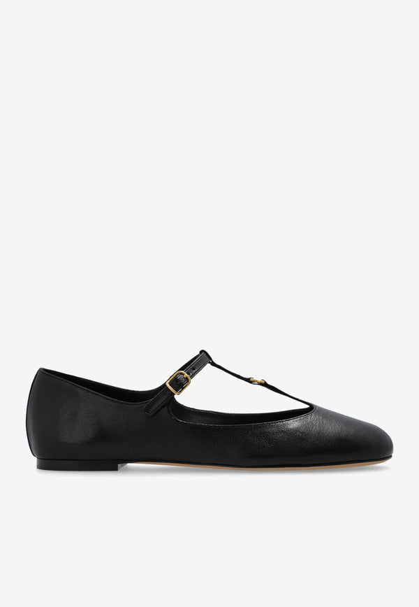 Chloé Marcie Mary-Jane Leather Ballet Flats Black CHC24A02N NP-001