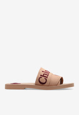 Chloé Woody Logo Embroidered Slides Pink CHC23W188 GH-6L6