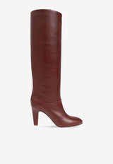 Chloé Eve 85 Calf Leather Knee-High Boots Brown CHC24A03O MF-246