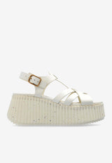 Chloé Nama Leather Flatform Sandals White CHC24A05D NC-122