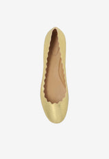 Chloé Lauren Python Print Leather Ballet Flats Gold CHC24A160 NI-9DA