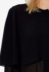 Chloé Cape Overlay Silk Collarless Shirt Black CHC24AHT03 002-001