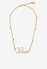 Chloé The Iconic Logo Chain Necklace Gold CHC24AFO64 CB7-9DC
