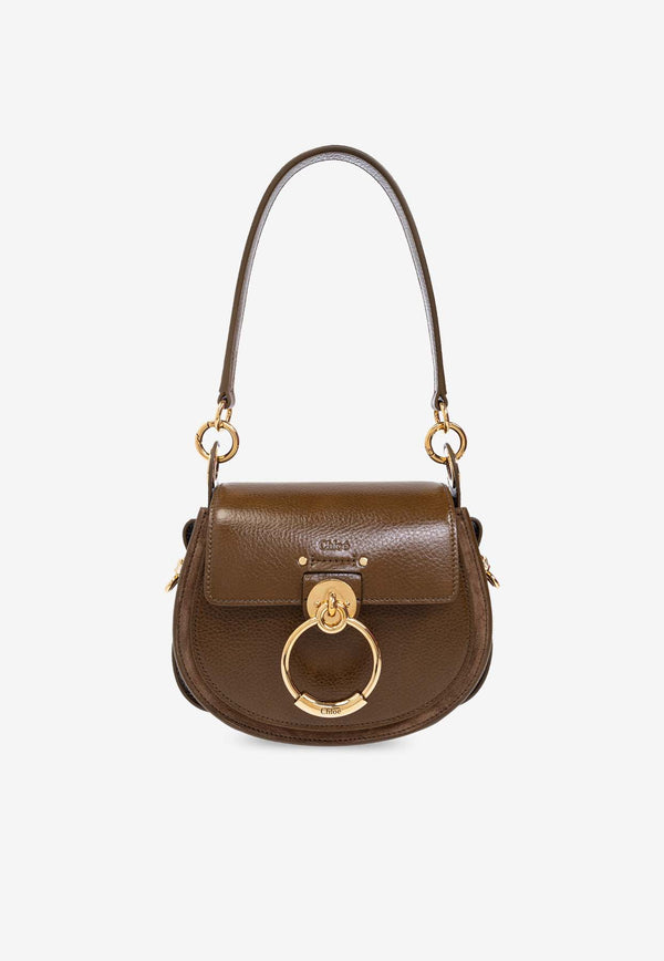 Chloé Small Tess Grained Leather Shoulder Bag Khaki CHC24AS153 N63-20V