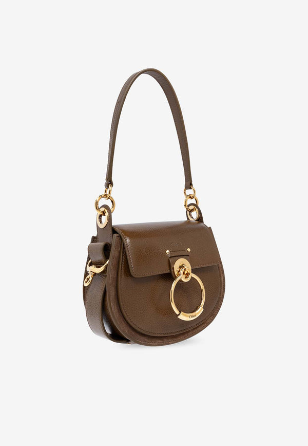 Chloé Small Tess Grained Leather Shoulder Bag Khaki CHC24AS153 N63-20V